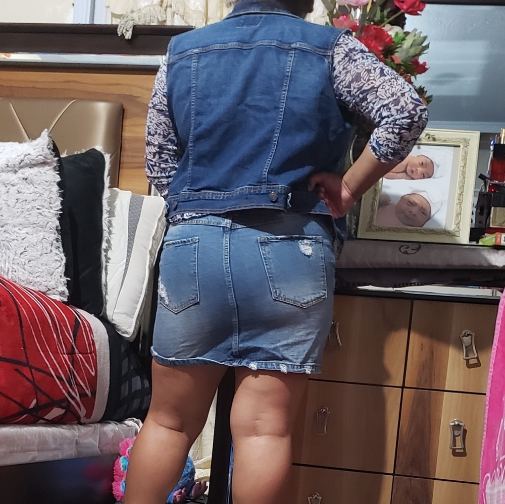 DENIM BLUD LOS ÁNGELES MINI JEAN SKIRT SZ LARGE - Picture 3 of 6